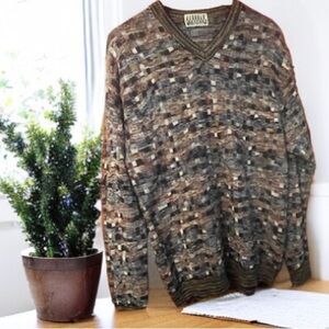Vintage College by Marcazzani Bill Cosby Style Sz L Knitted Sweater Italy Made